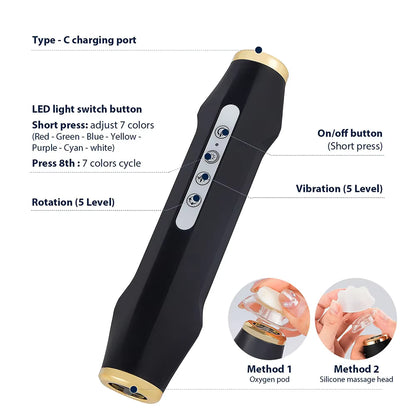 Portable CO2 Oxygen Bubble Facial Pen – Deep Cleansing & LED Light Therapy Device