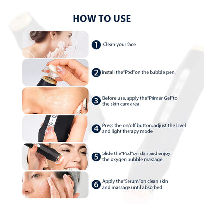 Portable CO2 Oxygen Bubble Facial Pen – Deep Cleansing & LED Light Therapy Device