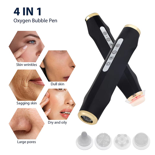 Portable CO2 Oxygen Bubble Facial Pen – Deep Cleansing & LED Light Therapy Device
